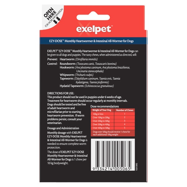 Exelpet™ Ezy-Dose™ Monthly Heartworm + Intestinal All-Wormer Chews for ...