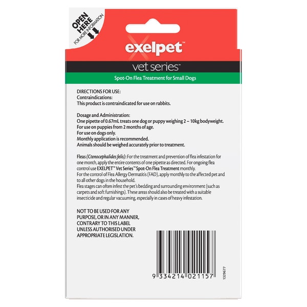 Snapshot of Exelpettm Vet Seriestm Spot On Flea Treatment For Small Dogs