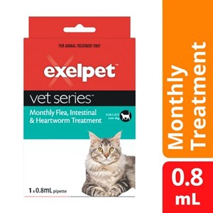 EXELPET EXELPET Vet Series Monthly Flea, Intestinal & Heartworm Treatment for cats over 4kg 1 x 0.8mL-70